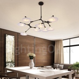 Lustre moderne et contemporain noir à 8 lumières