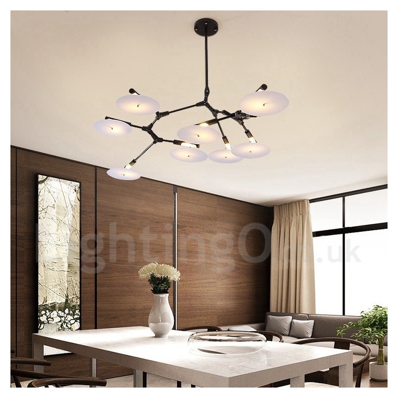 Lustre moderne et contemporain noir à 8 lumières