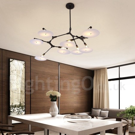Lustre moderne et contemporain noir à 8 lumières