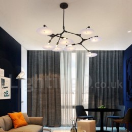 Lustre moderne et contemporain noir à 8 lumières