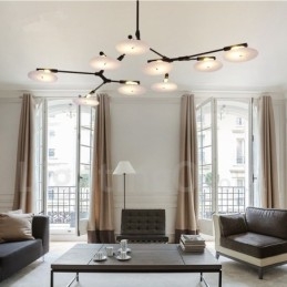 Lustre contemporain moderne noir à 9 lumières