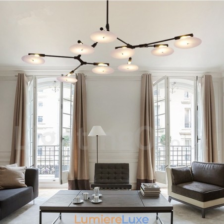 Lustre contemporain moderne noir à 9 lumières Lustre contemporain moderne noir à 9 lumières