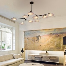 Lustre contemporain moderne noir à 9 lumières