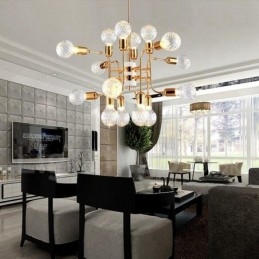 Lustre contemporain moderne à 4 niveaux et 16 lumières
