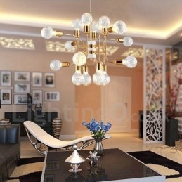 Lustre contemporain moderne à 4 niveaux et 16 lumières