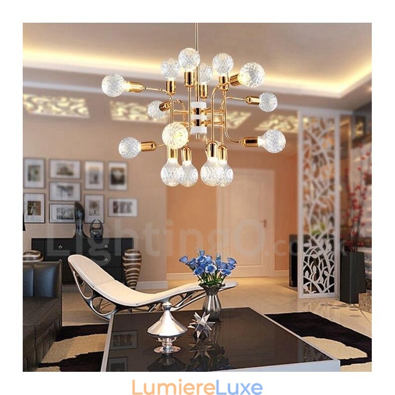 Lustre contemporain moderne à 4 niveaux et 16 lumières