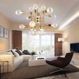 Lustre contemporain moderne à 4 niveaux et 16 lumières