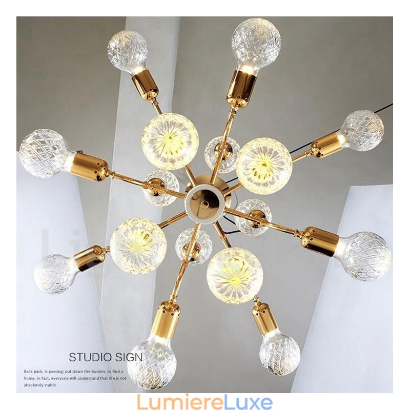 Lustre contemporain moderne à 4 niveaux et 16 lumières