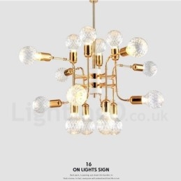 Lustre contemporain moderne à 4 niveaux et 16 lumières