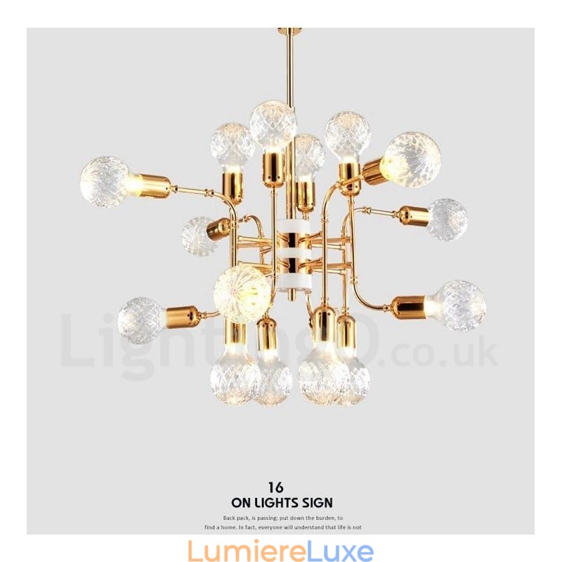 Lustre contemporain moderne à 4 niveaux et 16 lumières