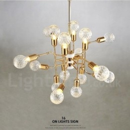 Lustre contemporain moderne à 4 niveaux et 16 lumières