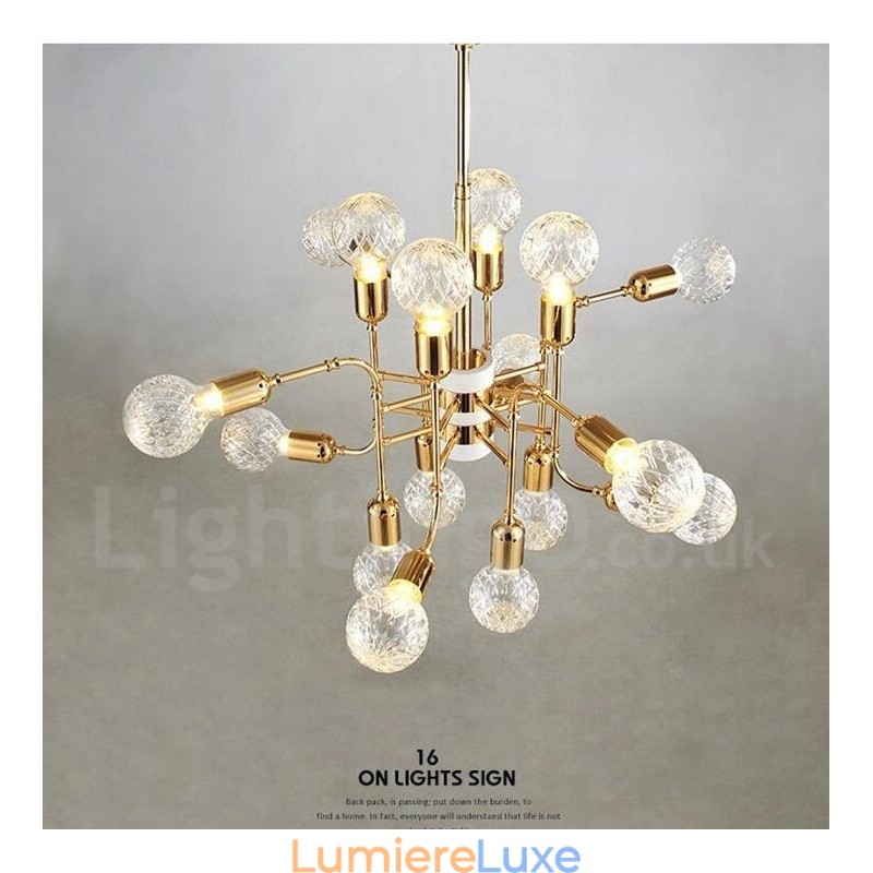 Lustre contemporain moderne à 4 niveaux et 16 lumières