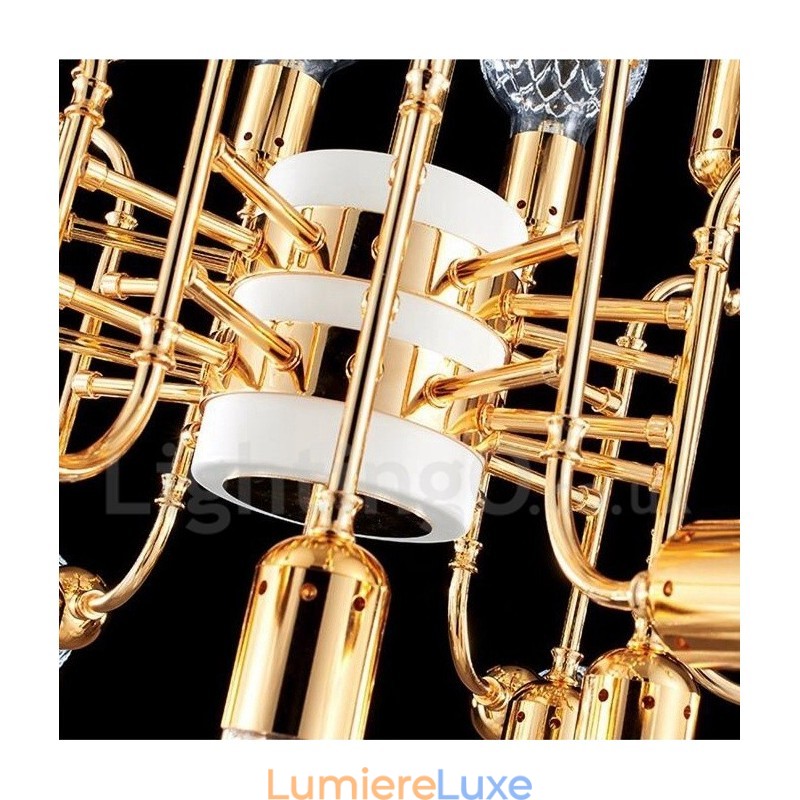 Lustre contemporain moderne à 4 niveaux et 16 lumières