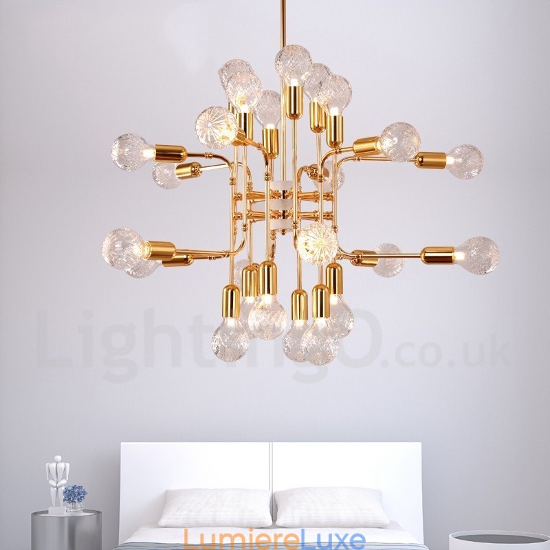 Lustre contemporain moderne à 4 niveaux et 16 lumières