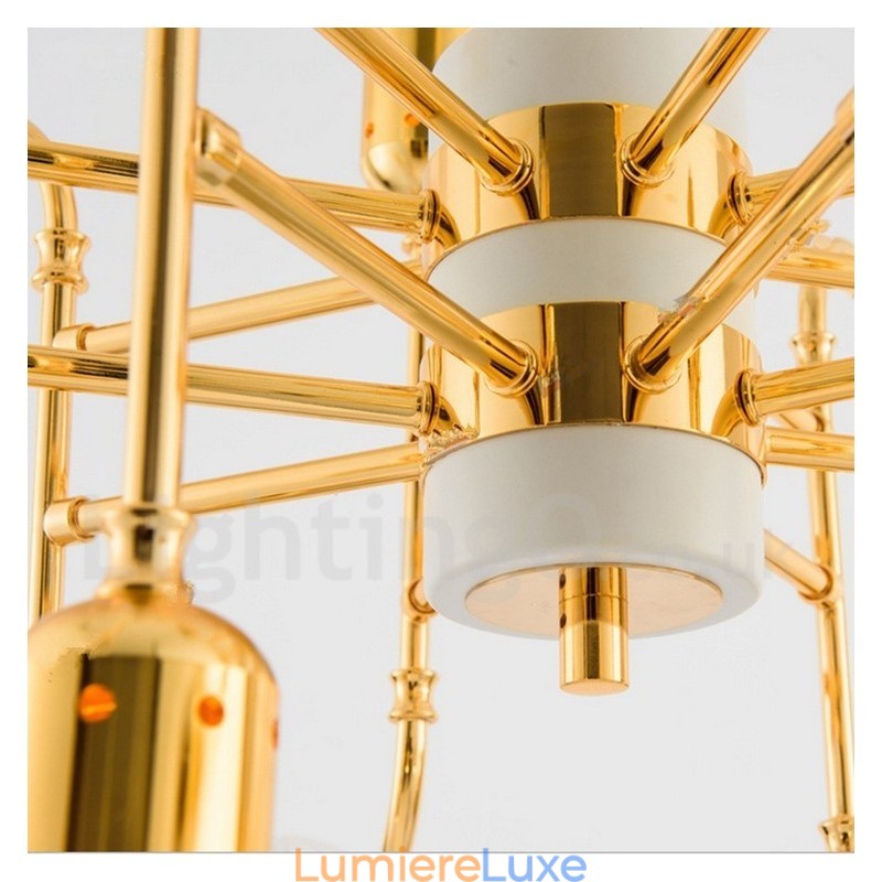 Lustre contemporain moderne à 4 niveaux et 16 lumières