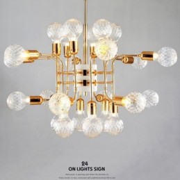 Lustre contemporain moderne à 4 niveaux et 24 lumières