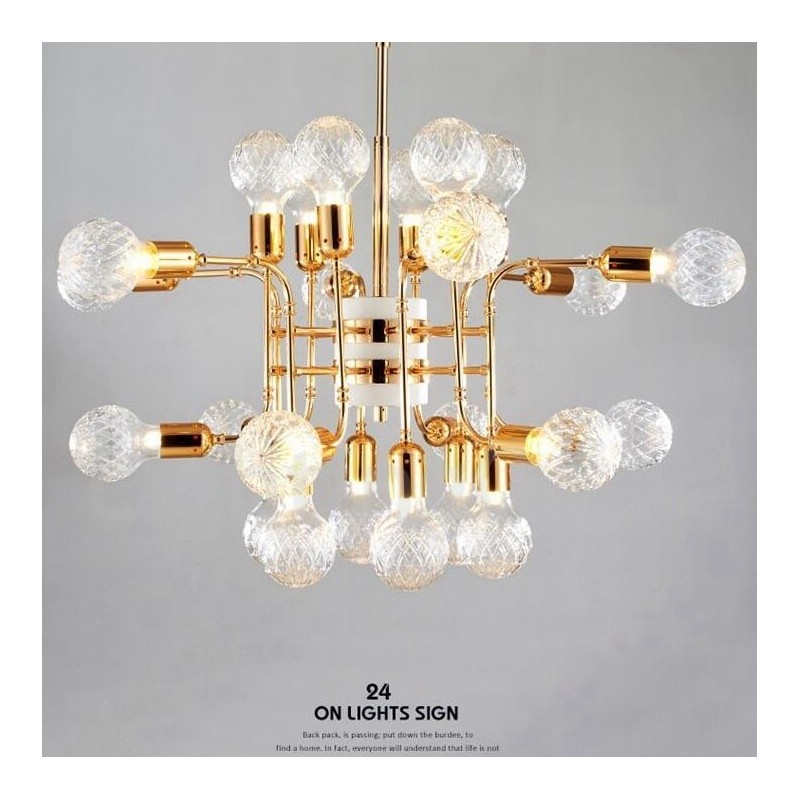 Lustre contemporain moderne à 4 niveaux et 24 lumières