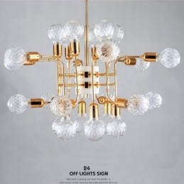Lustre contemporain moderne à 4 niveaux et 24 lumières