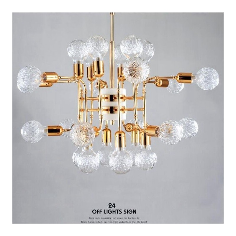 Lustre contemporain moderne à 4 niveaux et 24 lumières