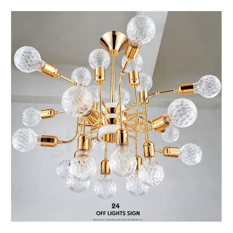 Lustre contemporain moderne à 4 niveaux et 24 lumières