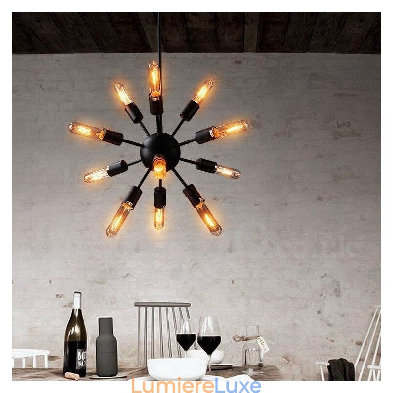 Lustre Spoutnik rétro vintage à 12 lumières