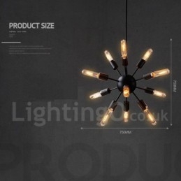 Lustre Spoutnik rétro vintage à 12 lumières