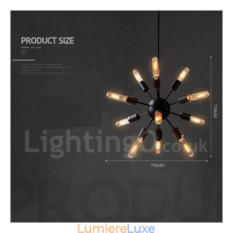 Lustre Spoutnik rétro vintage à 12 lumières
