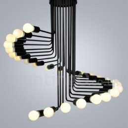 Lustre noir à 26 lumières, style rétro, vintage, moderne et contemporain