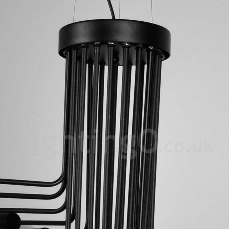 Lustre noir à 26 lumières, style rétro, vintage, moderne et contemporain