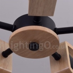 Lustre en bois à un seul niveau à 3 lumières de style contemporain moderne