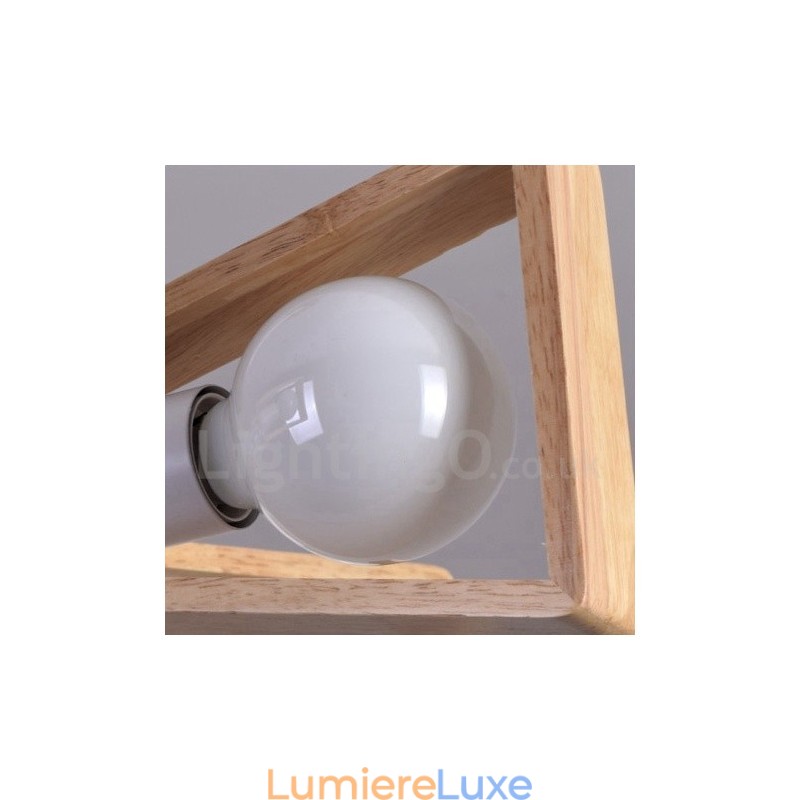 Lustre en bois à un seul niveau à 3 lumières de style contemporain moderne