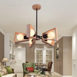 Lustre en bois à un seul niveau à 5 lumières de style contemporain moderne