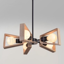 Lustre en bois à un seul niveau à 5 lumières de style contemporain moderne