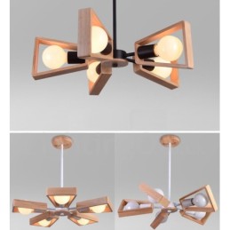 Lustre en bois à un seul niveau à 5 lumières de style contemporain moderne