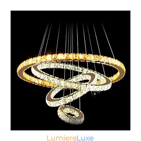 Lustre suspendu moderne en cristal avec 4 grands anneaux en cristal ambré et autres cristaux transparents Lustre suspendu moderne en cristal avec 4 grands anneaux en cristal ambré et autres cristaux transparents