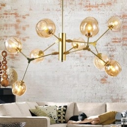 Lustre avec abat-jour en verre de style contemporain moderne