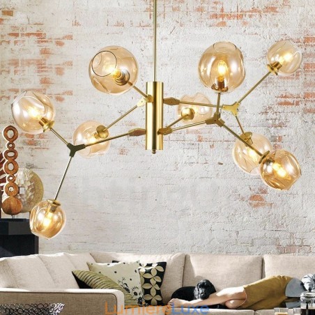 Lustre avec abat-jour en verre de style contemporain moderne Lustre avec abat-jour en verre de style contemporain moderne