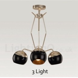 Lustre contemporain moderne à 3 niveaux en métal avec abat-jour en verre