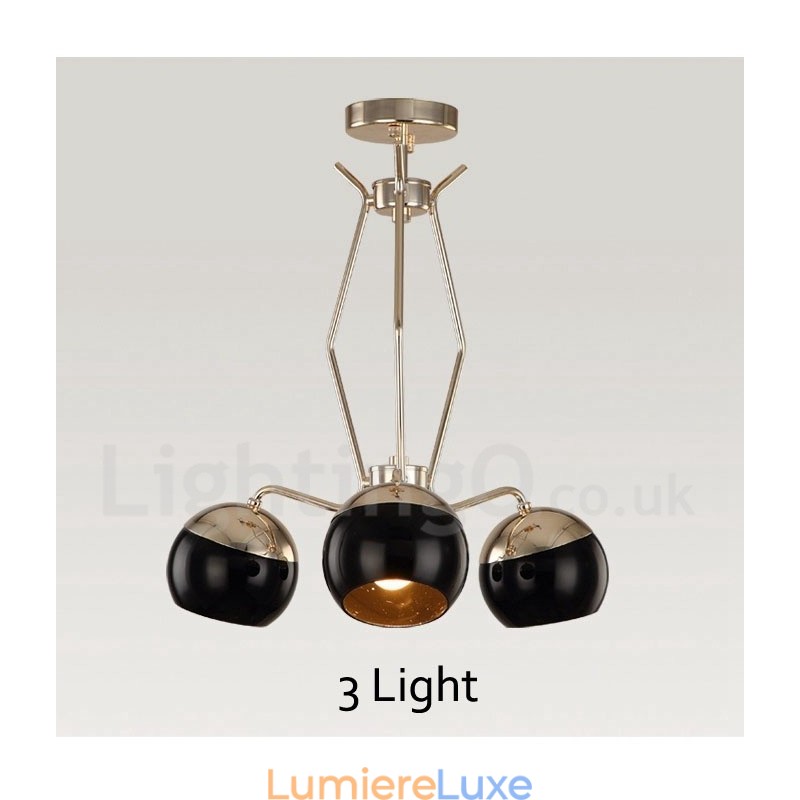 Lustre contemporain moderne à 3 niveaux en métal avec abat-jour en verre