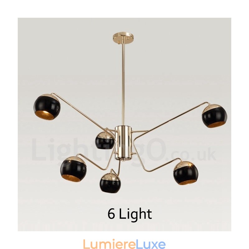 Lustre contemporain moderne en métal à 6 lumières et 2 niveaux avec abat-jour en verre