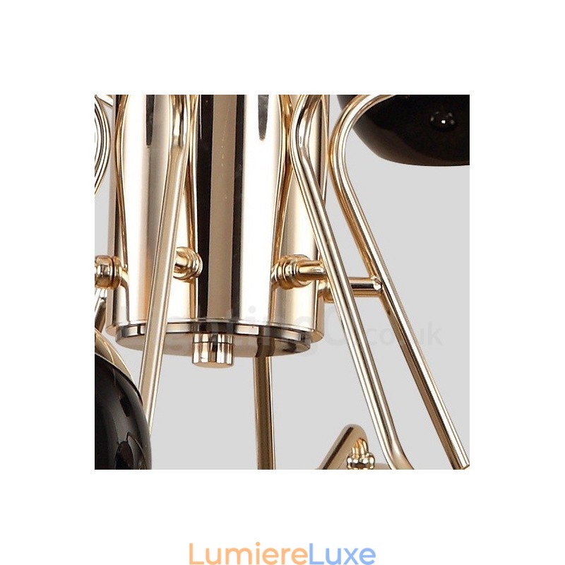 Lustre contemporain moderne en métal à 6 lumières et 2 niveaux avec abat-jour en verre