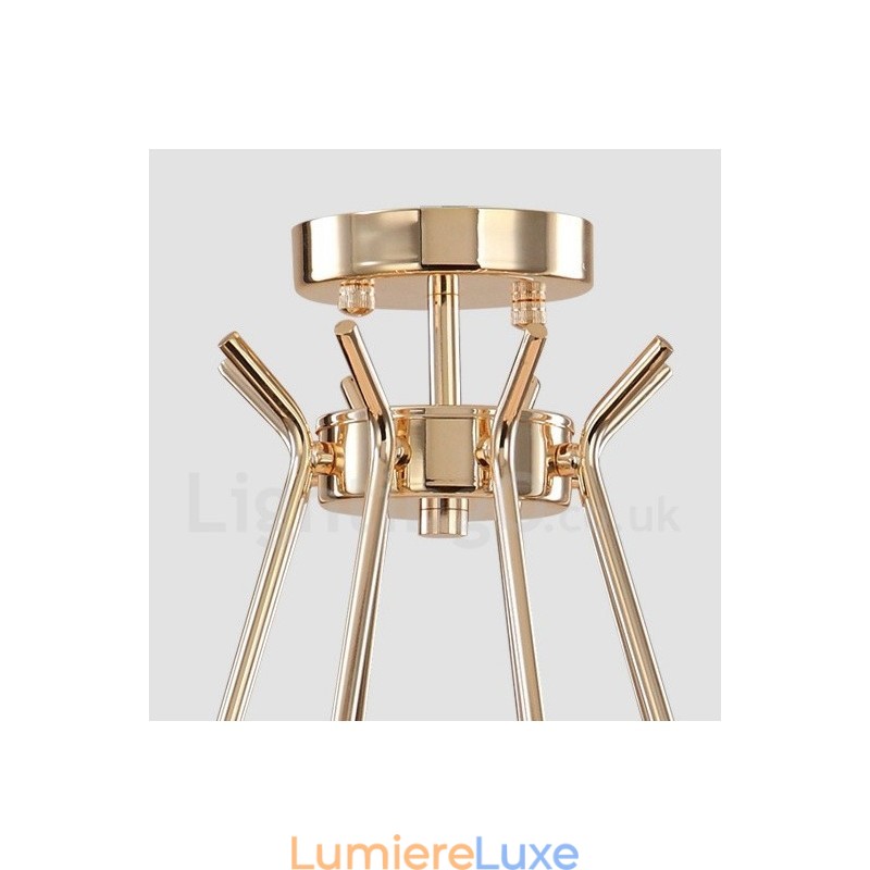 Lustre contemporain moderne en métal à 6 lumières et 2 niveaux avec abat-jour en verre