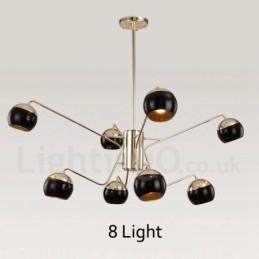 Lustre contemporain moderne en métal à 8 lumières et 2 niveaux avec abat-jour en verre