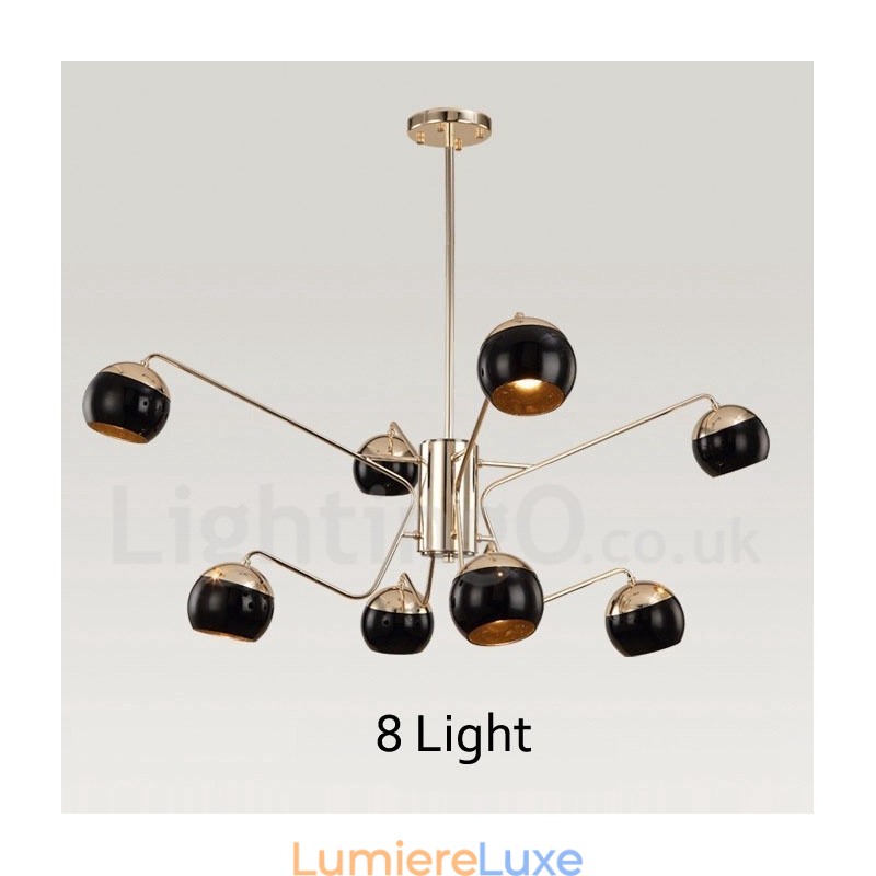 Lustre contemporain moderne en métal à 8 lumières et 2 niveaux avec abat-jour en verre