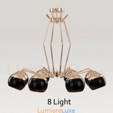 Lustre contemporain moderne à 8 lampes en métal avec abat-jour en verre Lustre contemporain moderne à 8 lampes en métal avec abat-jour en verre