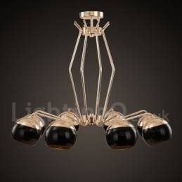 Lustre contemporain moderne à 8 lampes en métal avec abat-jour en verre