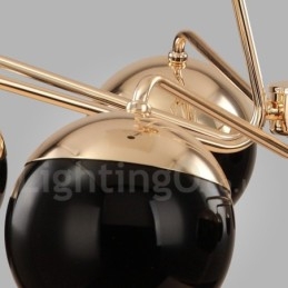 Lustre contemporain moderne à 8 lampes en métal avec abat-jour en verre