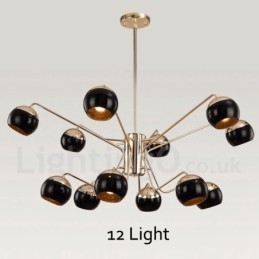 Lustre contemporain moderne en métal à 12 lumières et 2 niveaux avec abat-jour en verre