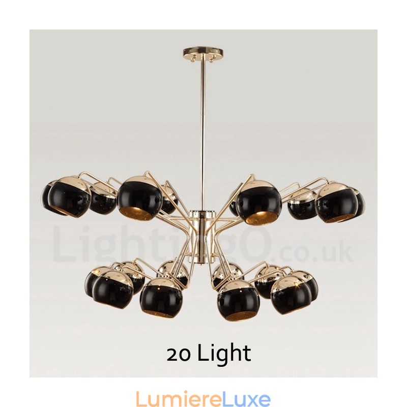 Lustre contemporain en métal avec abat-jour en verre