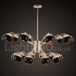 Lustre contemporain en métal avec abat-jour en verre